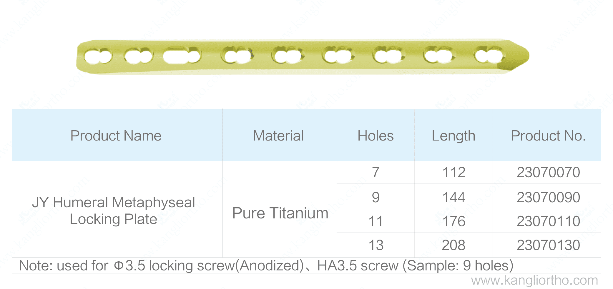 jy-humeral-metaphyseal-locking-plate-specifications