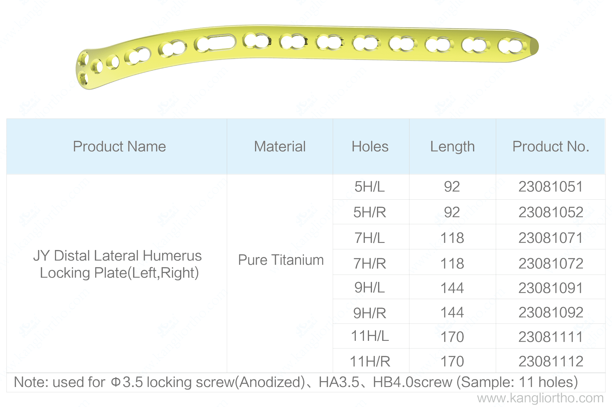 jy-distal-lateral-humerus-locking-plate-specifications