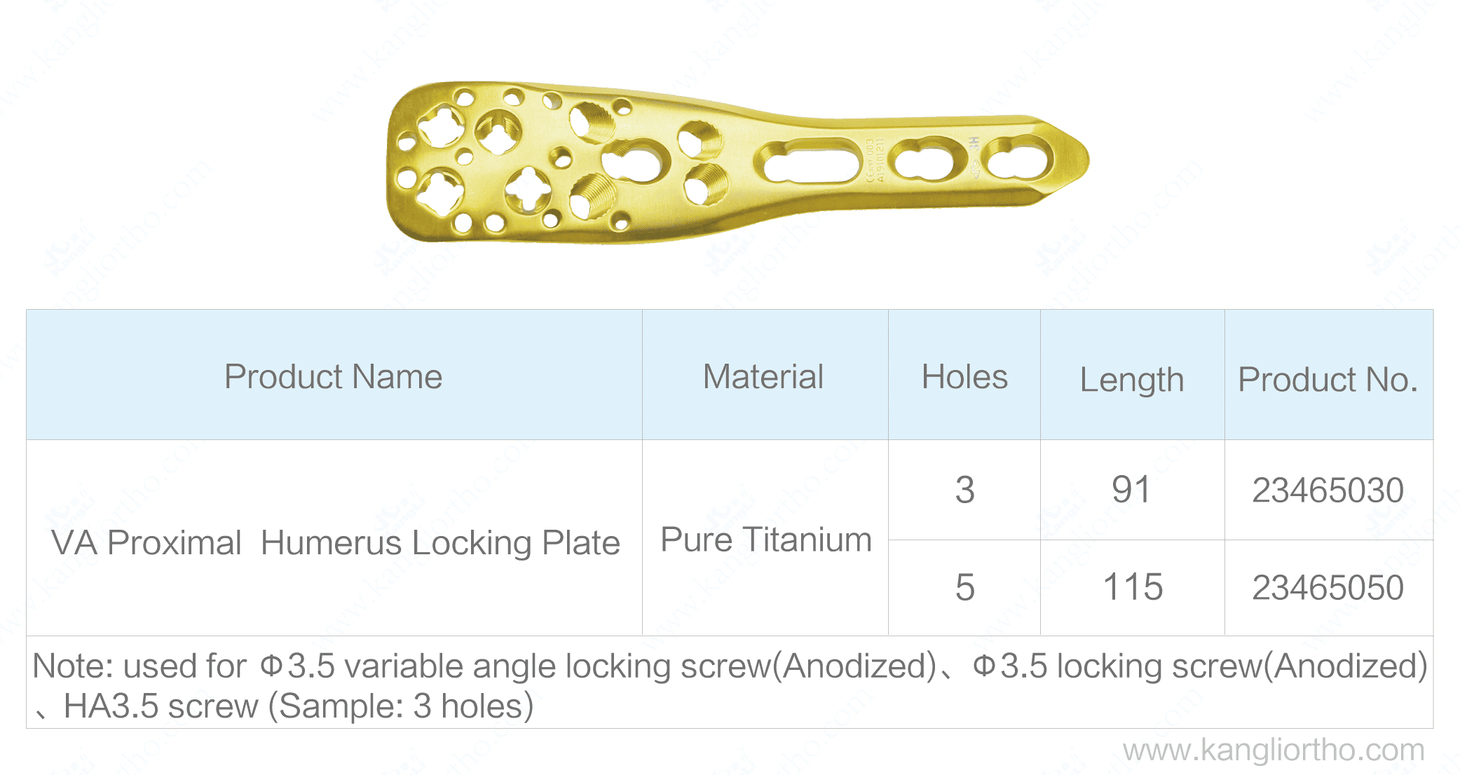 Va Proximal Humerus Locking Plate Kangli Orthopedics