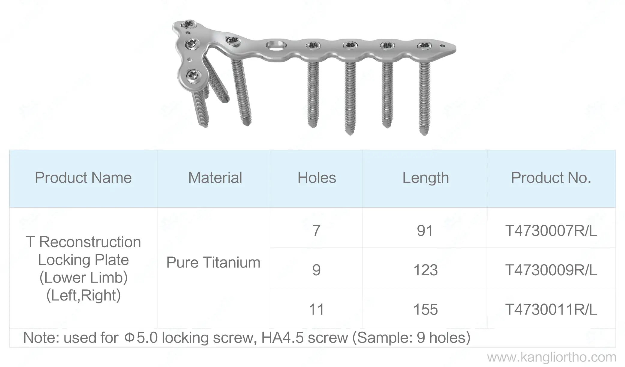 t-reconstruction-locking-plate-low-limb-specifications